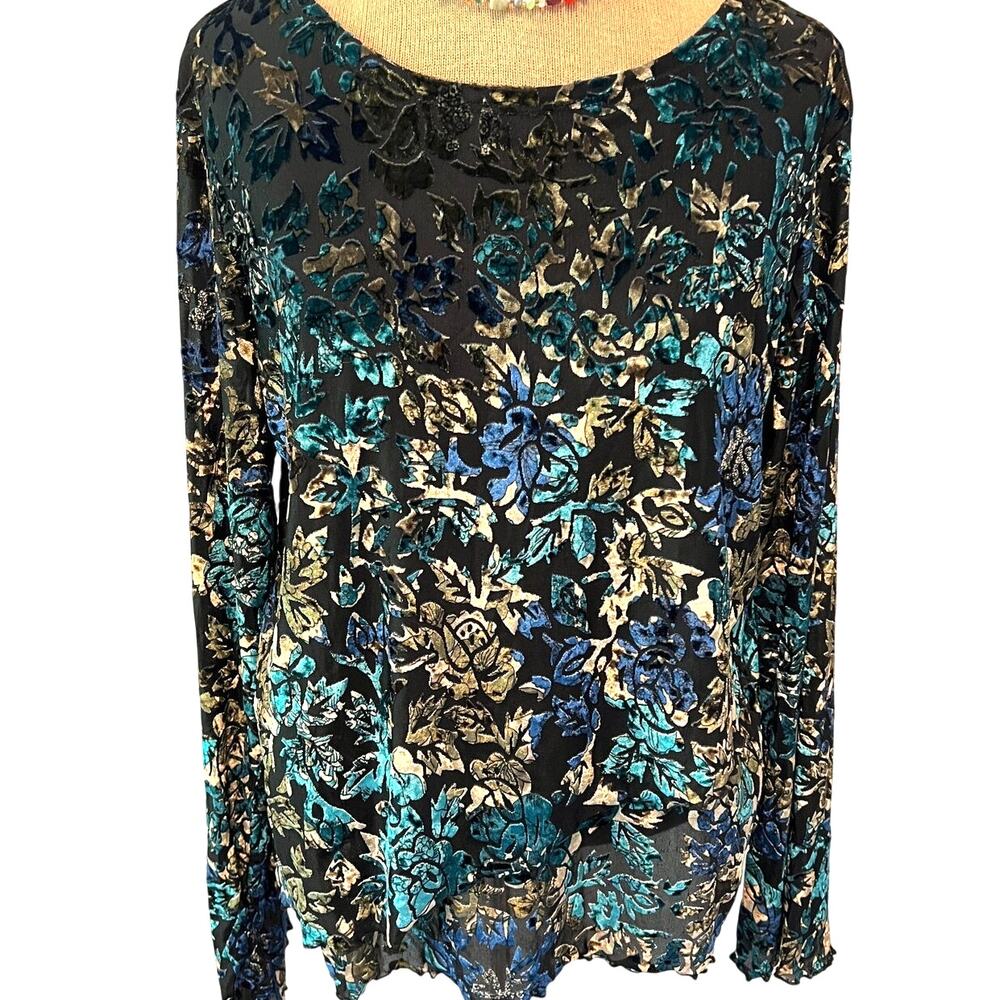 Vintage velvet burnout jewel tone floral bell sleeve tiered layer romantic goth
